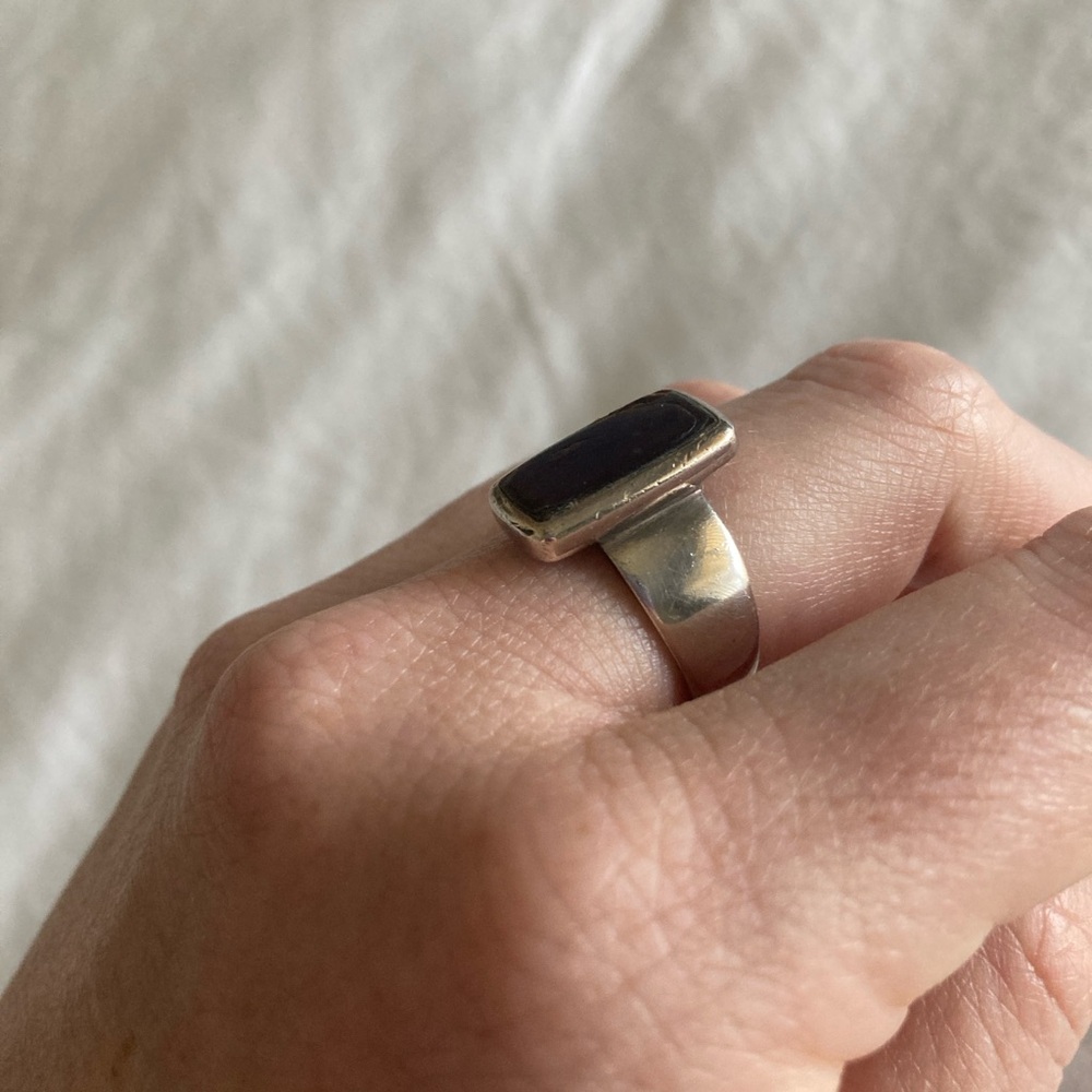 Silver Ring with Blue Stone - Picture 3 of 4